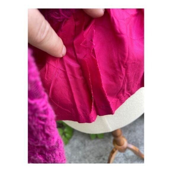 Vintage Crotchet Lace Fuschia Top Shirt 3/4 Sleeve - Picture 9 of 15